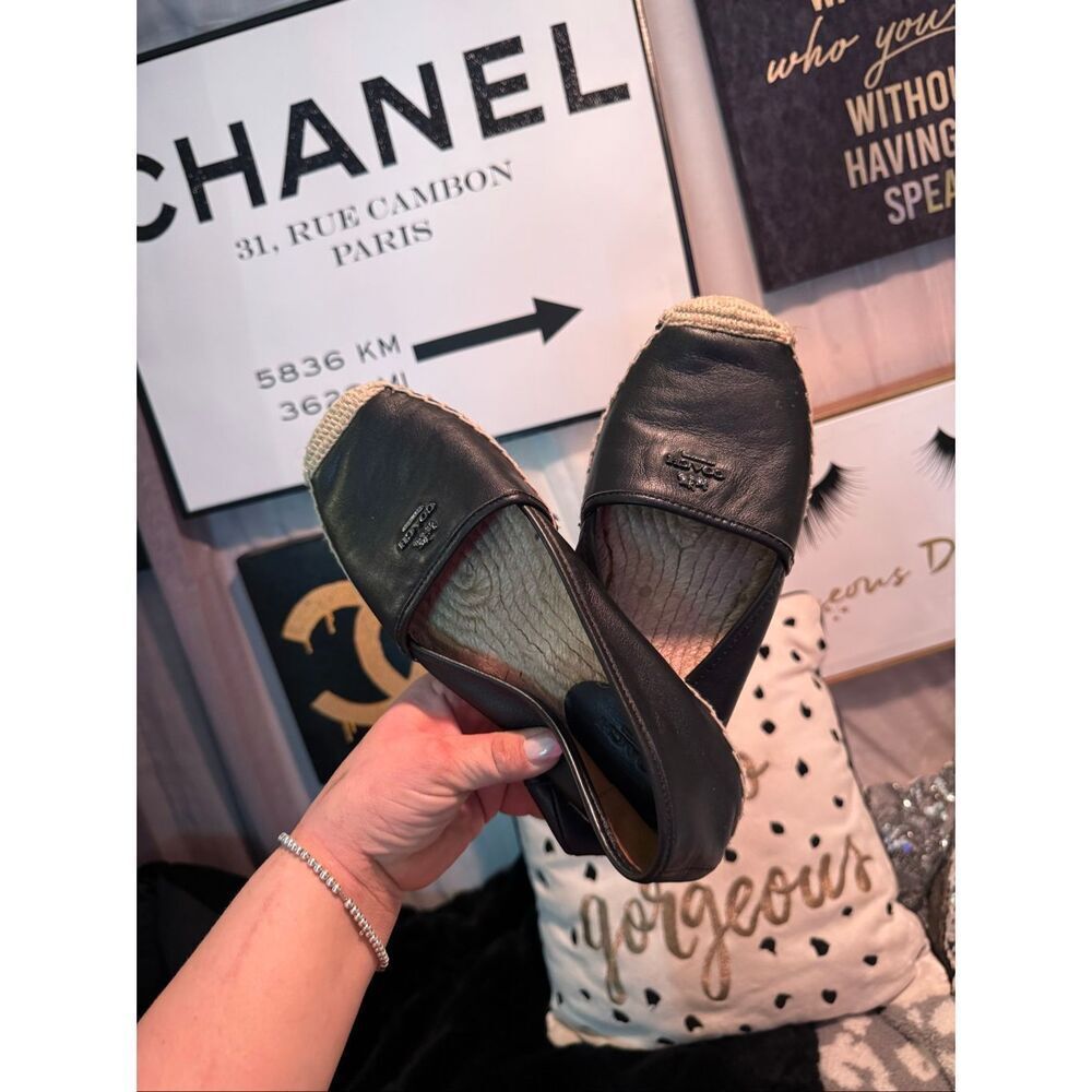 Coach rhodelle espadrille slip pull on sneakers /loafers shoes flats 8B black - Picture 3 of 11